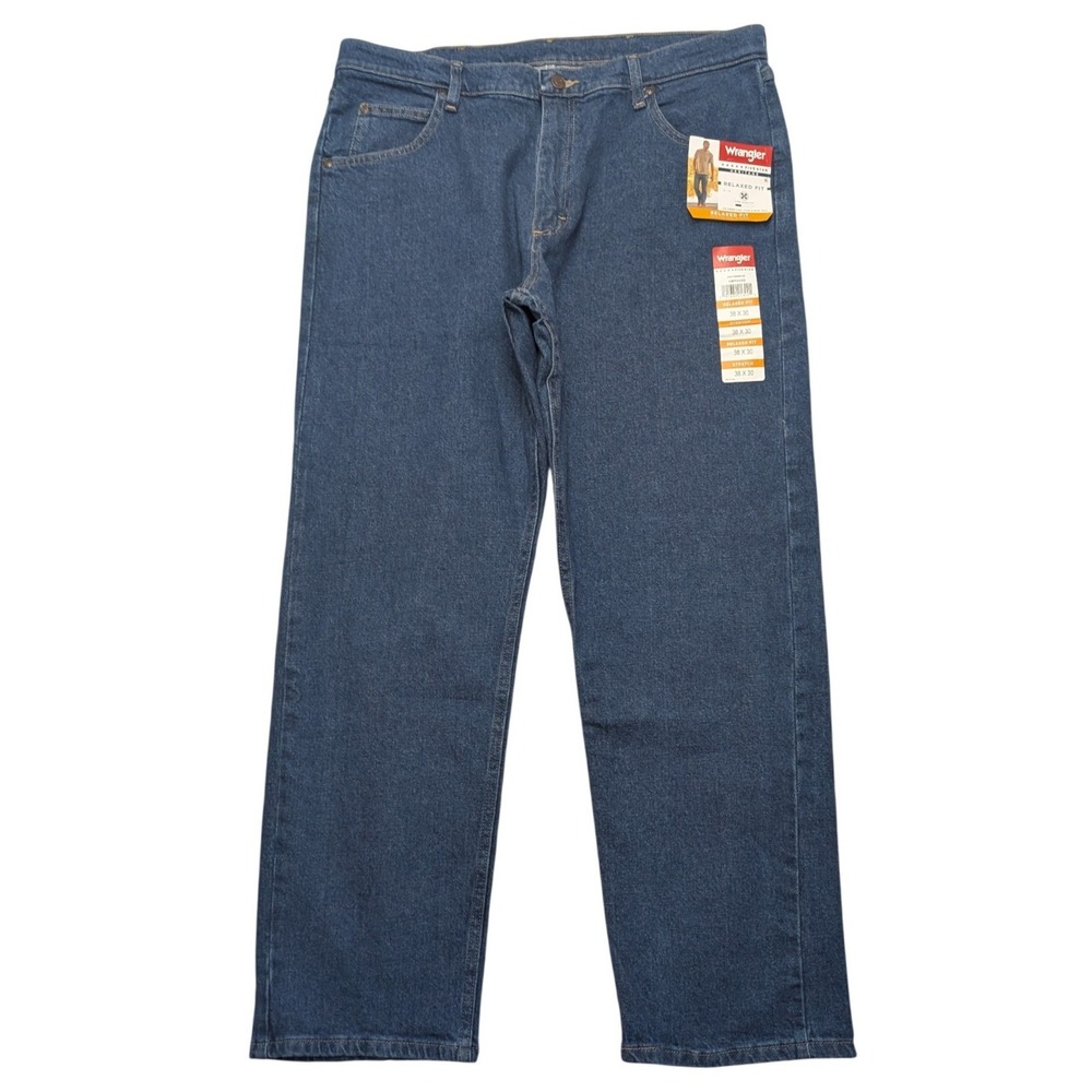 NWT Wrangler Five Star Relaxed Fit Jeans Mens 38x30 Dark Wash Blue 1097FXVMD